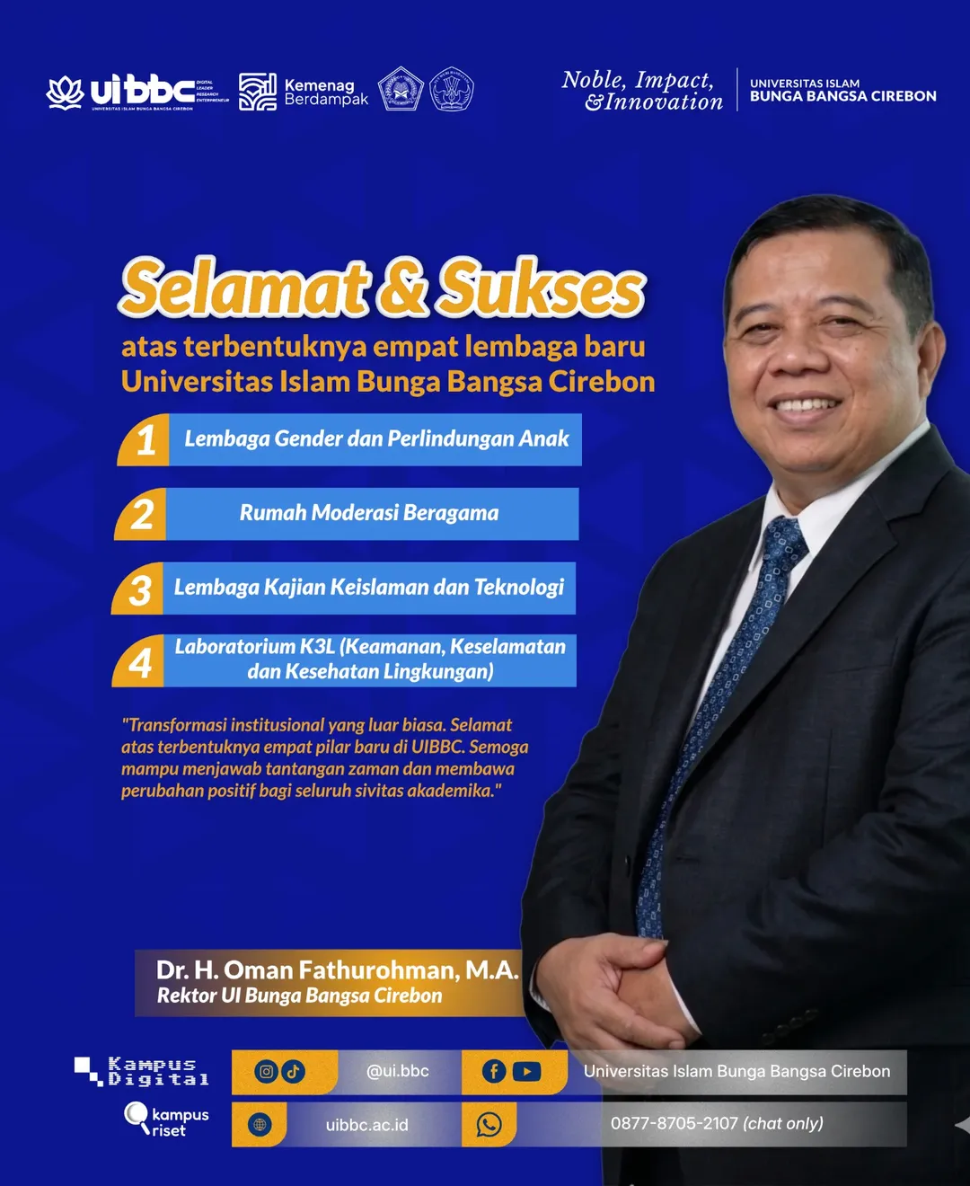 UI BBC Resmi Bentuk Empat Lembaga Baru, Perkuat Transformasi Institusi